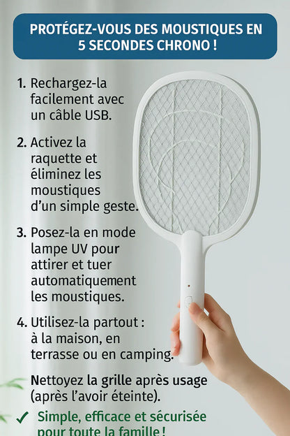 🦟 Raquette Anti-Moustique Rechargeable avec LED