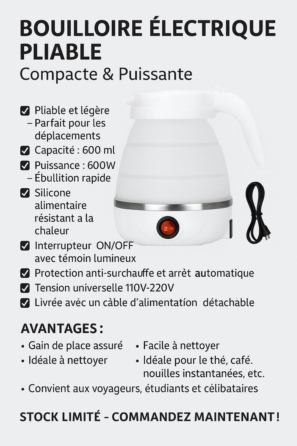 Bouilloire Électrique Pliable